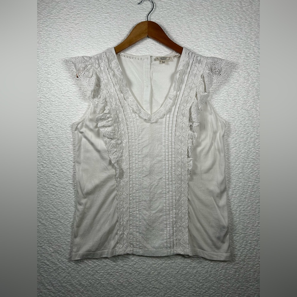 Cottagecore Fat Face White Ruffle Lace Blouse Women’s Size 8 (Small/Medium)